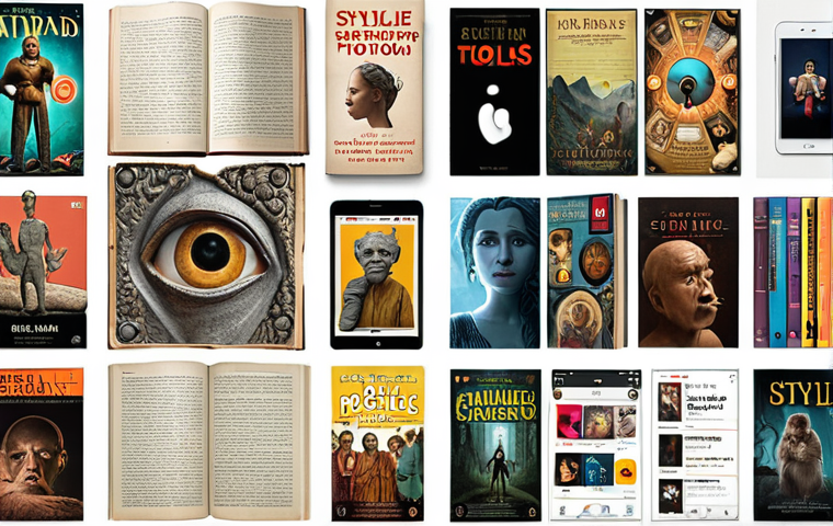 **
A digital collage showcasing the evolution of storytelling. Depict traditional forms like books blending into modern digital platforms like social media feeds, podcasts, and video games. Include stylized icons representing AI tools enhancing storytelling, such as emotion analysis, story idea generation, and AI-assisted writing. Emphasize a vibrant, interconnected feel.
**
