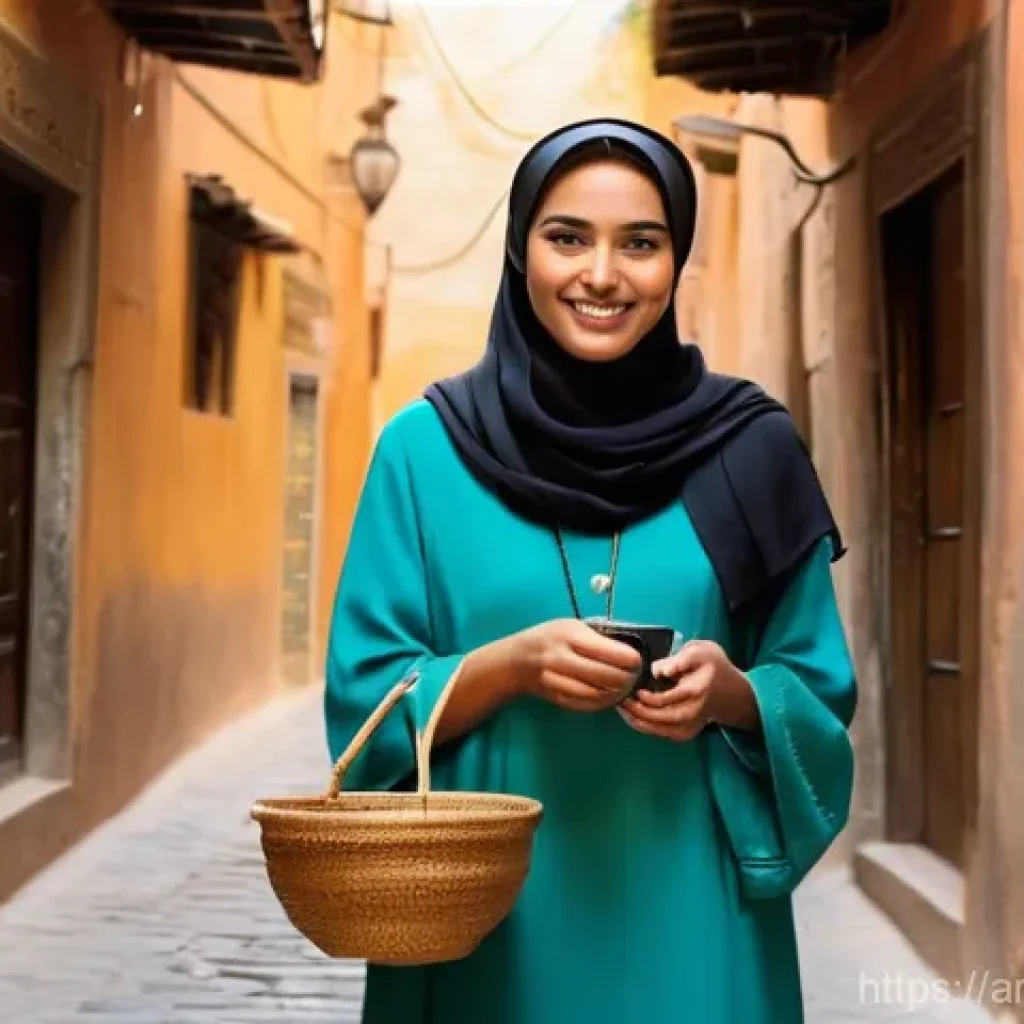 스토리텔러가 만드는 스토리의 기본 틀 - **Prompt 1: Captivating Storytelling in an Arab Alleyway**
    A young female blogger, dressed in a ...