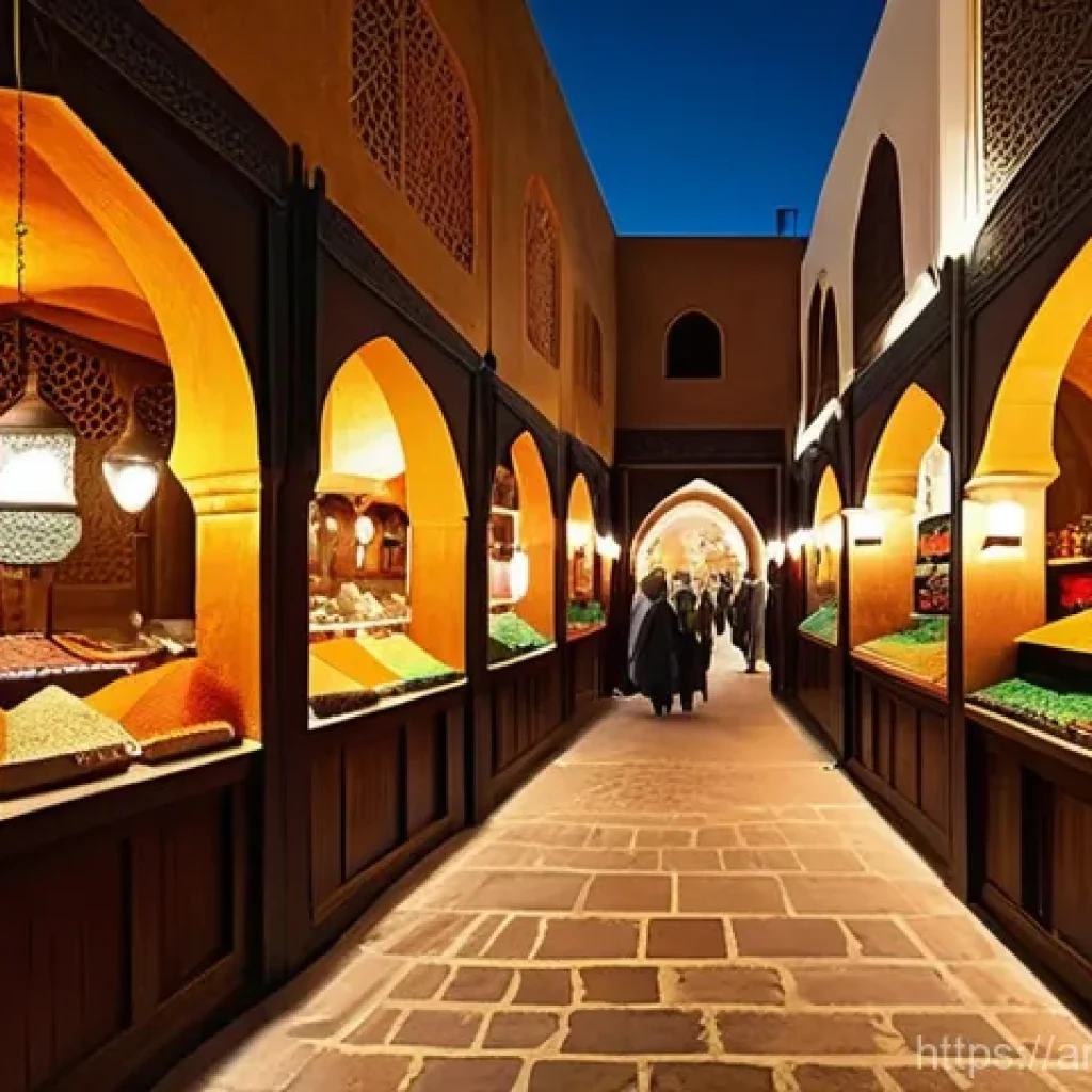 스토리텔러 직무와 관련된 최신 기술 도입 사례 - **Prompt:** A vibrant and bustling ancient Arabian souk at twilight, filled with merchants and shopp...