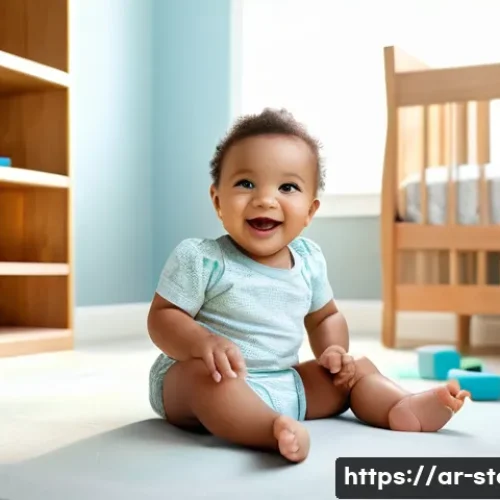 Home 29 스토리텔러가 만드는 최고의 이야기 - **A toddler (wearing a diaper) giggles while playing with colorful building blocks in a sunlit nurse...