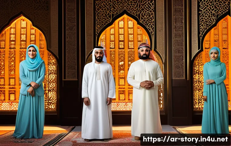 스토리텔러 직업과 관련된 다양한 이야기 제작 방법 - **Prompt:** "A captivating digital painting of an eloquent Arab storyteller, a man or woman, standin...