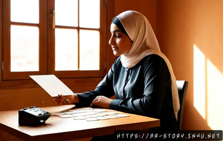 스토리텔러 관련 직업의 다양한 이야기 제작 방법과 사례 분석과 연구 - Photorealistic editorial scene of an Arab female storyteller and documentary researcher in modest pr...